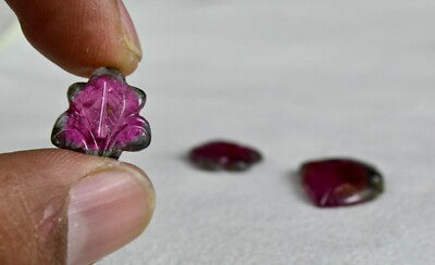 Certified Natural Multi Bi Tourmaline 32 Carats Carved Gemstone Earrings Design