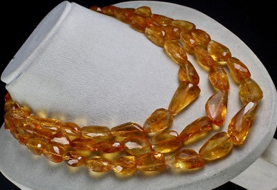 Certified Natural Yellow Citrine Beads Necklace Tumble 3 L 1082 Ct Statement