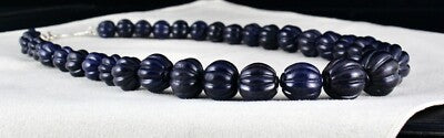 Natural Blue Jade Carved Round Gemstone 785 Ct Sterling Silver Necklace