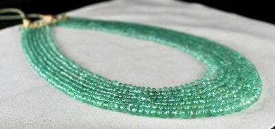 Certified Natural Emerald Beads Necklace 497 Ct Colombian Mines Round 7 L