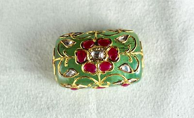 Certified Mughal Colombian Emerald 218ct Ruby Natural Diamond 22k Gold