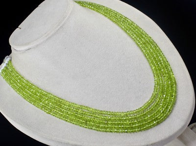 Natural Peridot Faceted Round Beads 389 Ct Green Gemstone Necklace