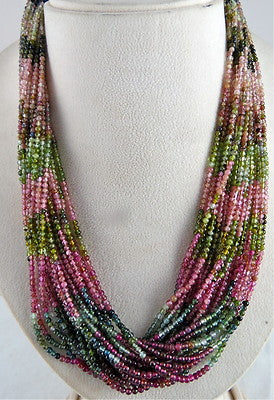 Certified Estate Nautral Multi Tourmaline Round Beads 658ct Silver Necklace