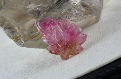 Natural Multi Tourmaline Carved Leaf 28.28 Cts Gemstone Pendant Brooch