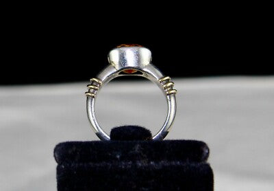 Ladies Antique Yellow Citrine 10ct Sterling Silver 18k Gold Ring For Wedding