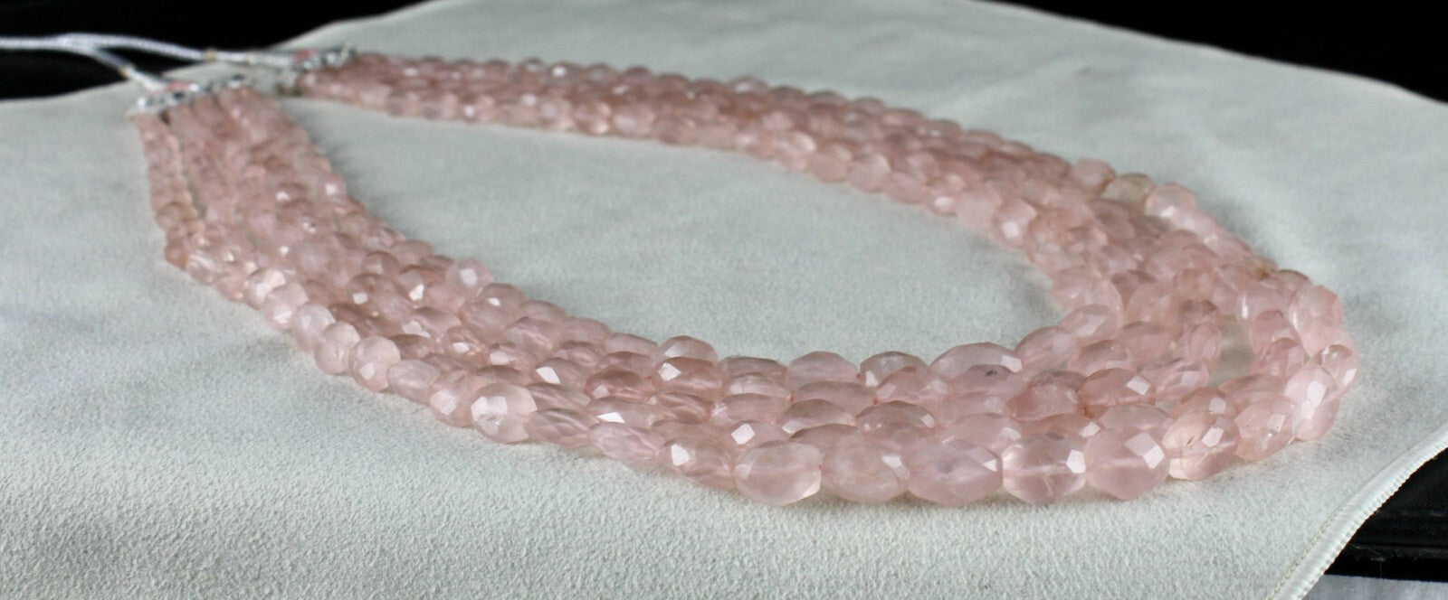 Natural Pink Rose Quartz Faceted Cabochon Beads Necklace 5 L 788 Ct Gemstone