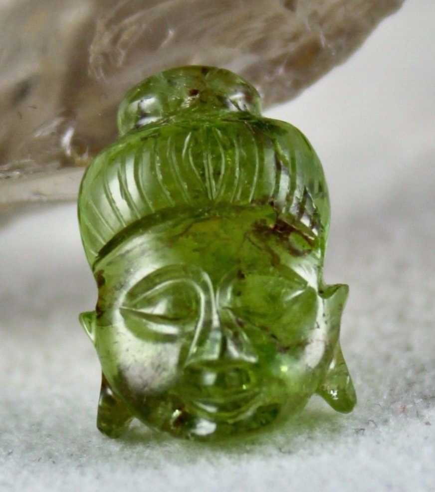 Natural Green Tourmaline Carved Buddha Head 14.14 Ct Loose Gemstone Ring Pendant