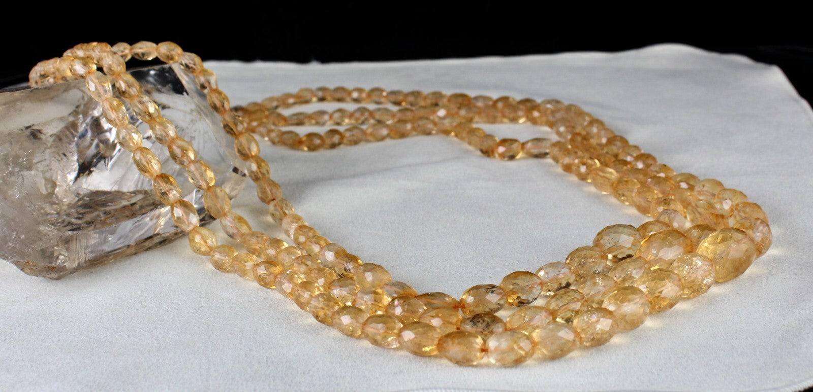 Certified Natural Citrine 831 Ct Faceted Oval Beads Yellow Fashion Necklace