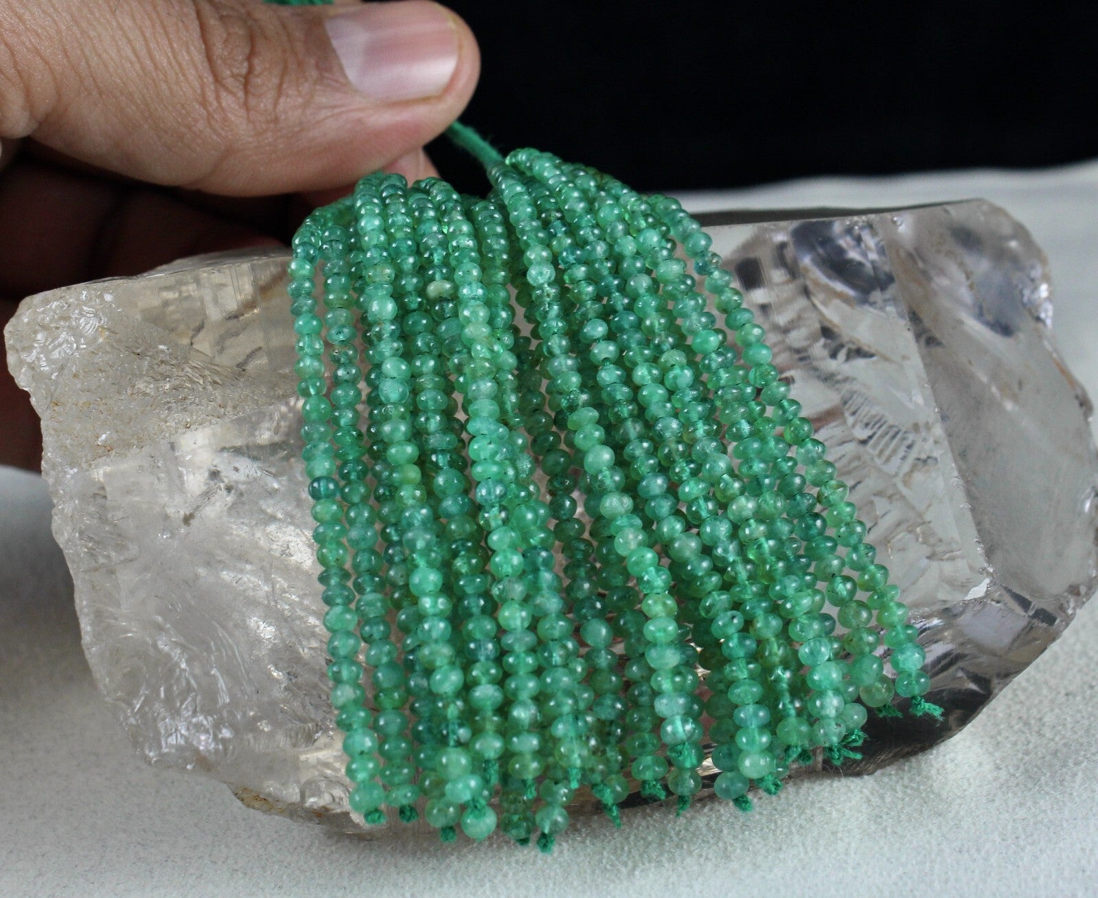 Certified Natural Emerald Round Beads 105 Ct Tassel Gemstone Earring Design