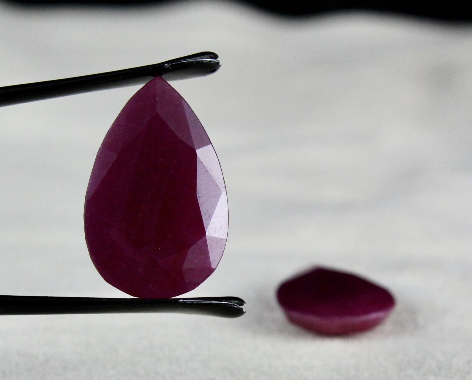 NATURAL UNTREATED RUBY PEAR CUT 2 PCS 36.58 CTS GEMSTONE PAIR DESIGNING EARRING