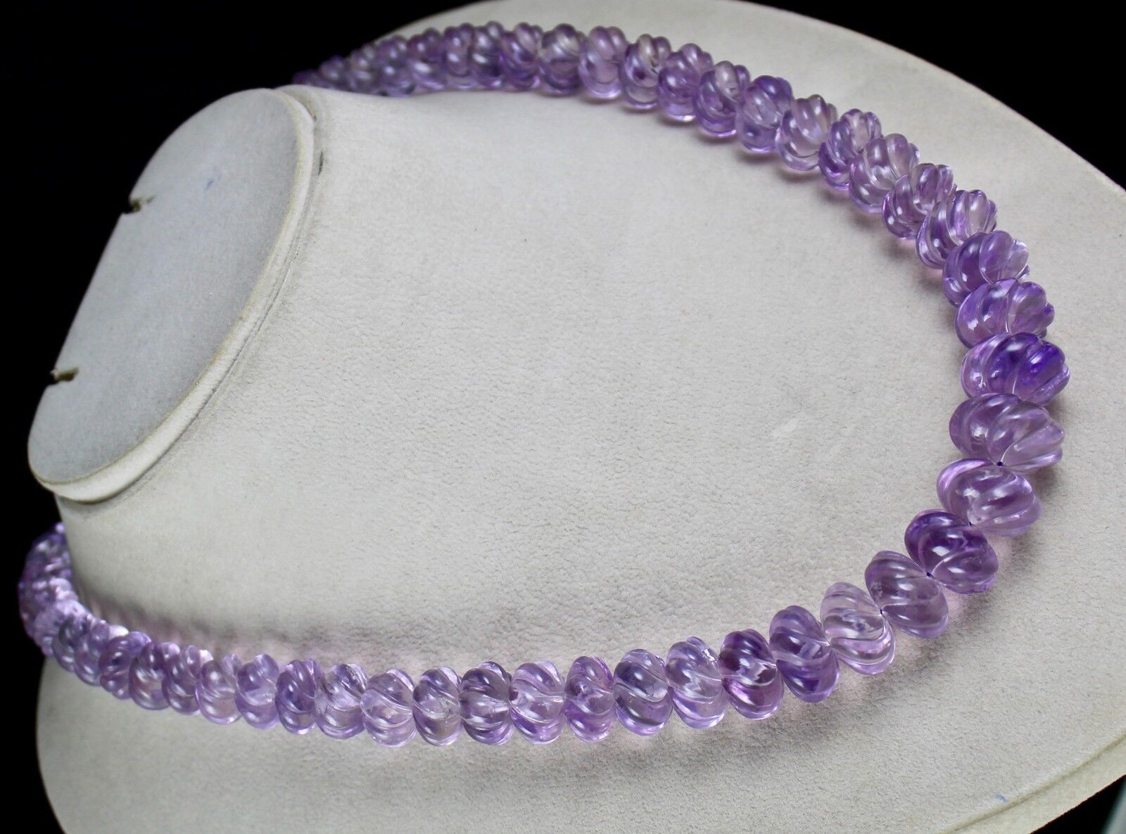 Natural Amethyst Beads Carved Melon 1 L 713 Ct Purple Gemstone Fashion Necklace