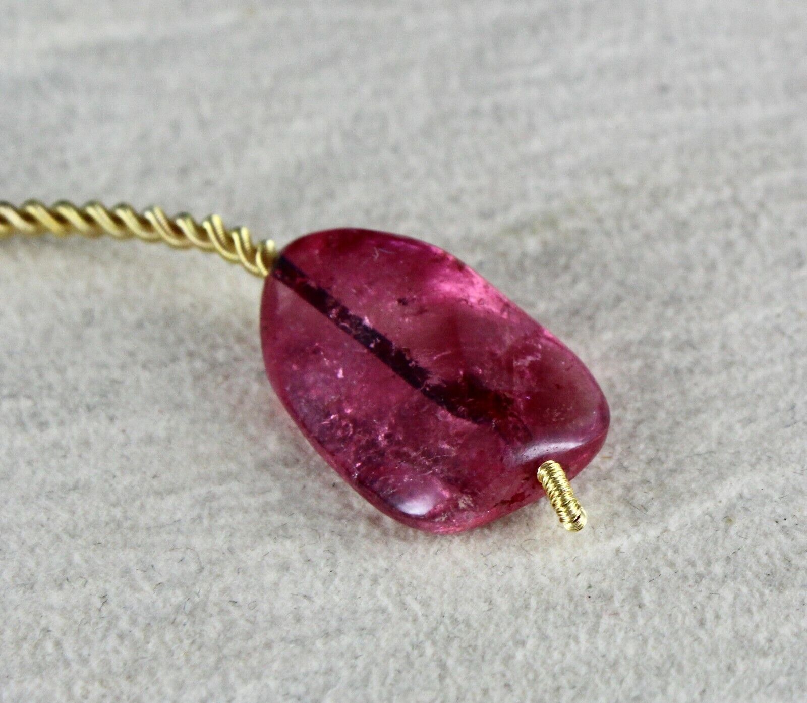 NATURAL PINK TOURMALINE CABOCHON DRILLED BEAD 15 CTS GEMSTONE HANGING PENDANT
