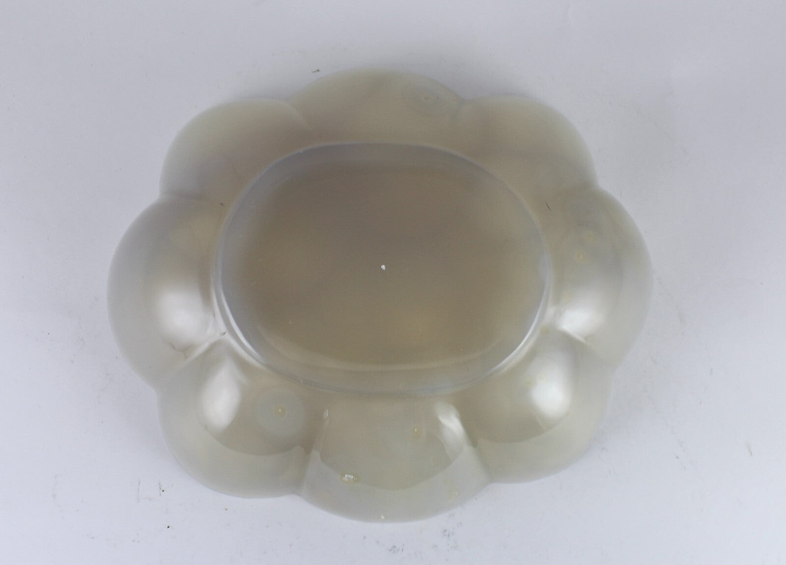 Handmade Rare Natural Chalcedony 1629 Ct Carved Oval Gemstone Bowl Decor