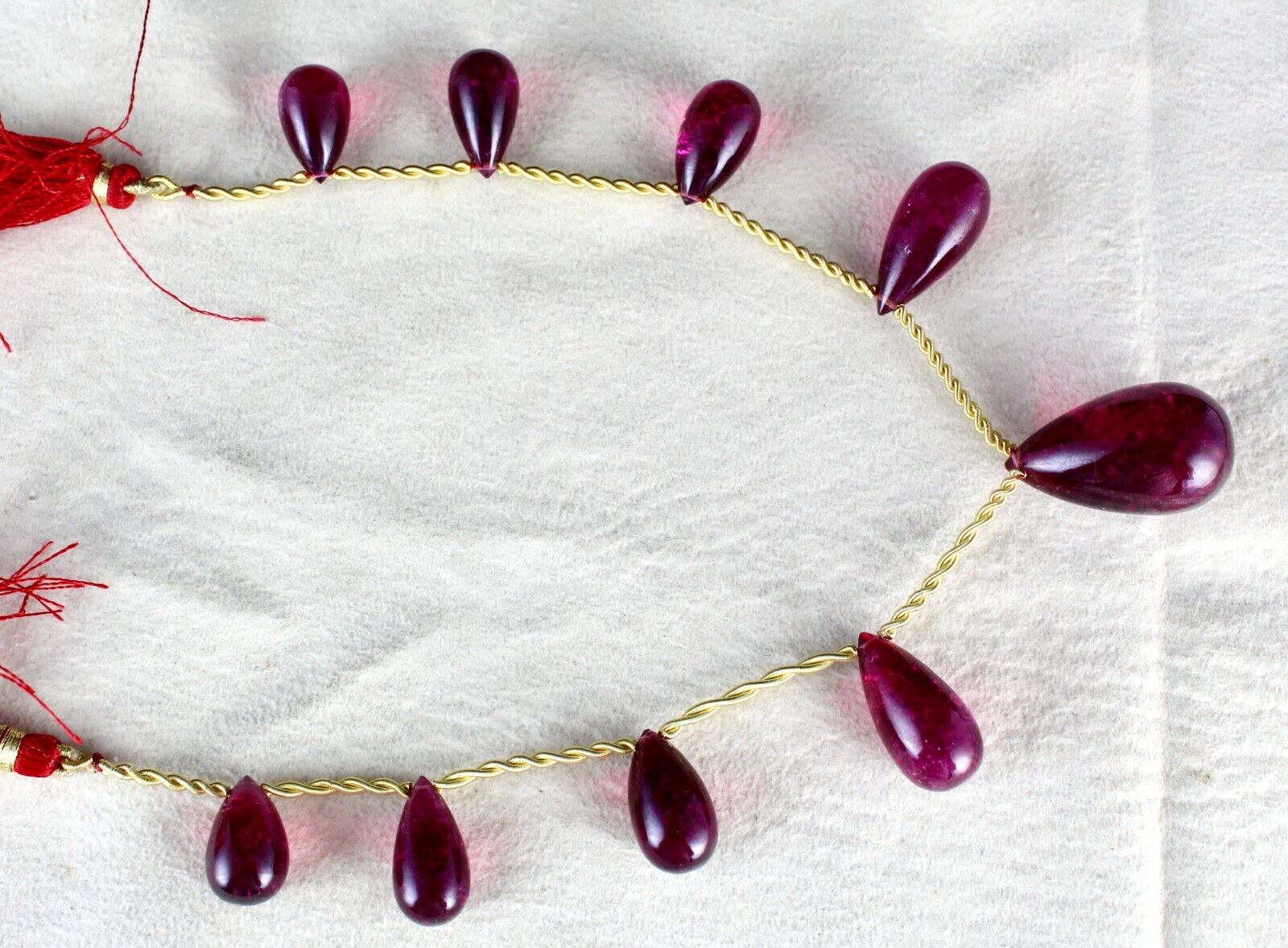NATURAL PINK TOURMALINE RUBELLITE TEAR DROPS 161 CTS GEMSTONE NECKLACE HANGING