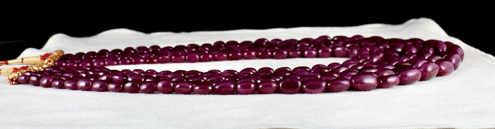 Certified Natural Ruby Beads Cabochon 7L 1781 Ct Red Gemstone Important Necklace