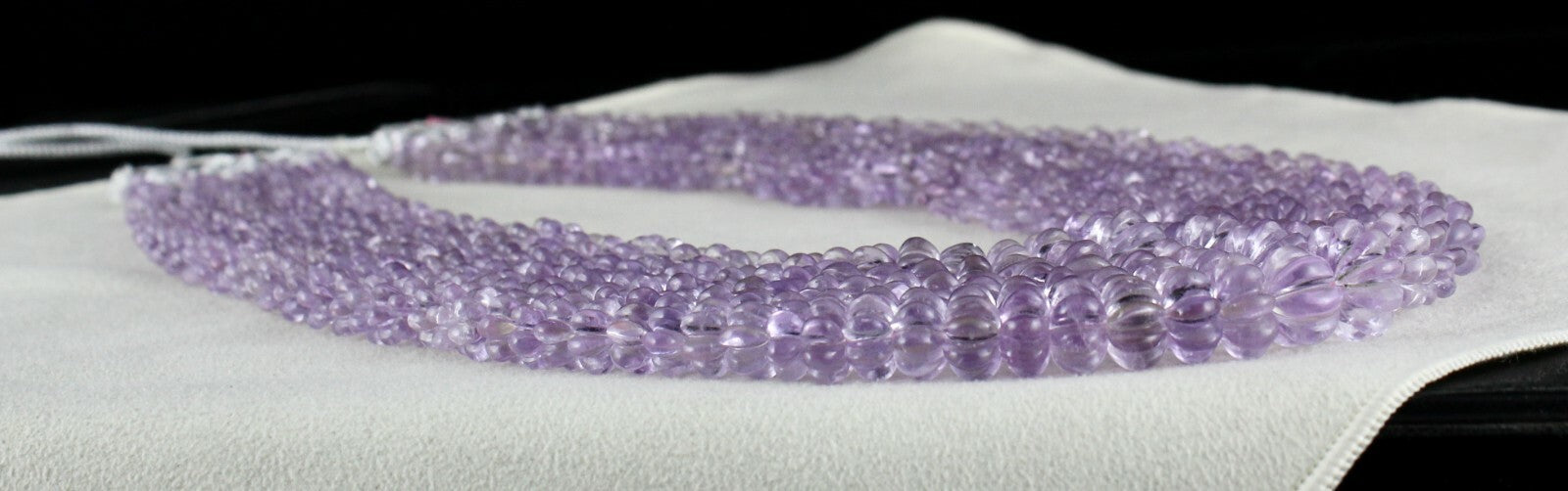 Certified Natural Pink Amethyst Carved Beads Necklace 1260ct Round 5 Line