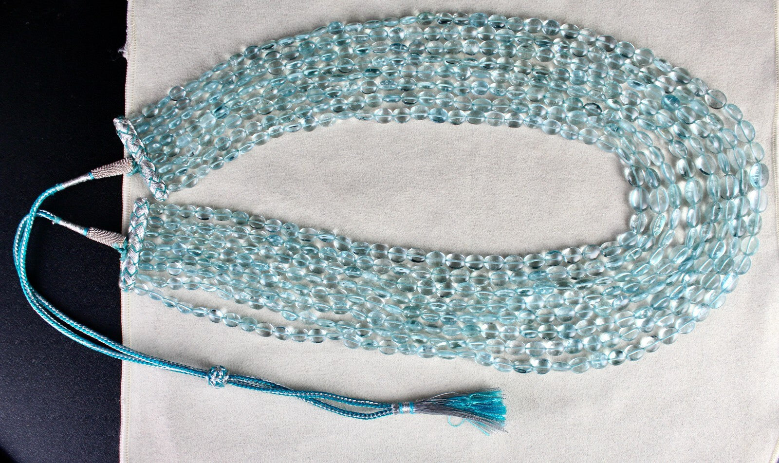 Certified Natural Aquamarine Beads Necklace 8l 965 Ct Blue Gemstone Important