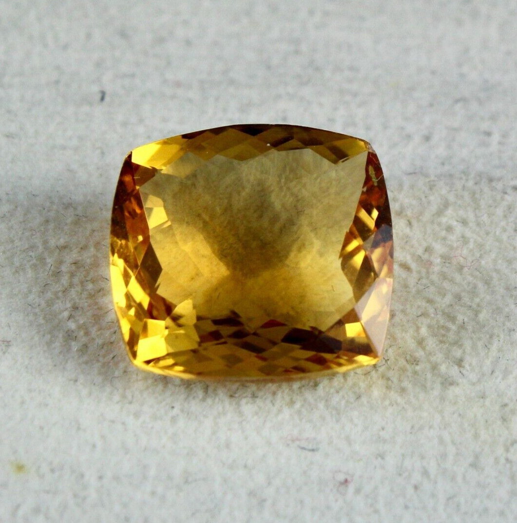 Natural Citrine Golden Topaz Cushion Cut 15x14mm 10.66 Ct Gemstone Pendant Women