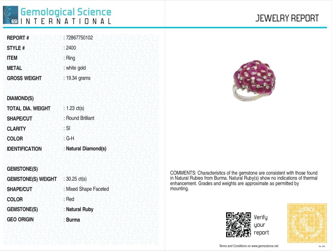 Certified 18k Gold Natural Ruby Diamond 10ct Cocktail Ring For Women