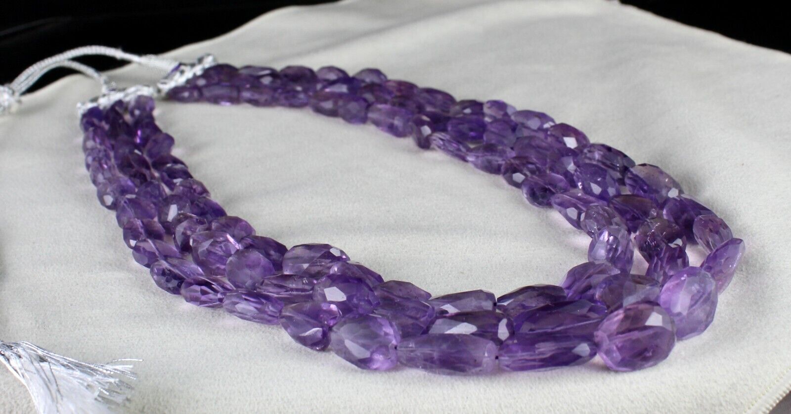 Natural Amethyst Beads Faceted Tumble 3L 861 Ct Purple Gemstone Fashion Necklace