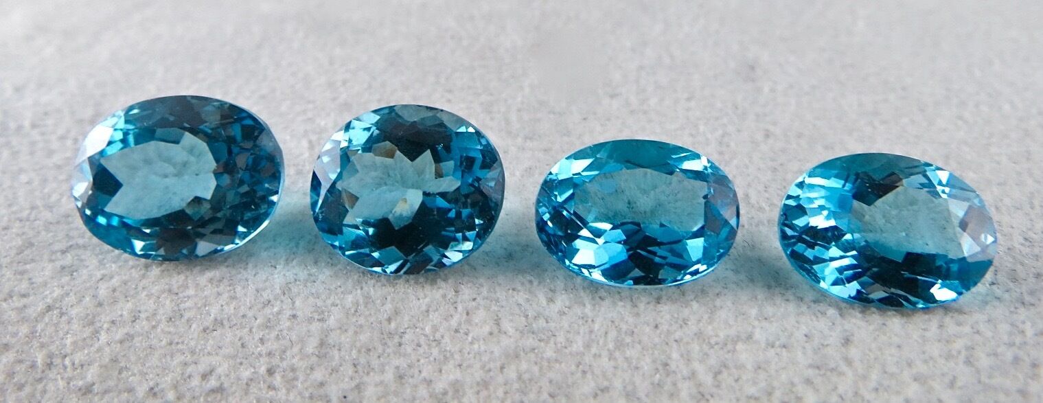 FINEST BLUE TOPAZ OVAL CUT 4 PCS 38.75 CARATS GEMSTONE FOR PENDANT EARRING RING