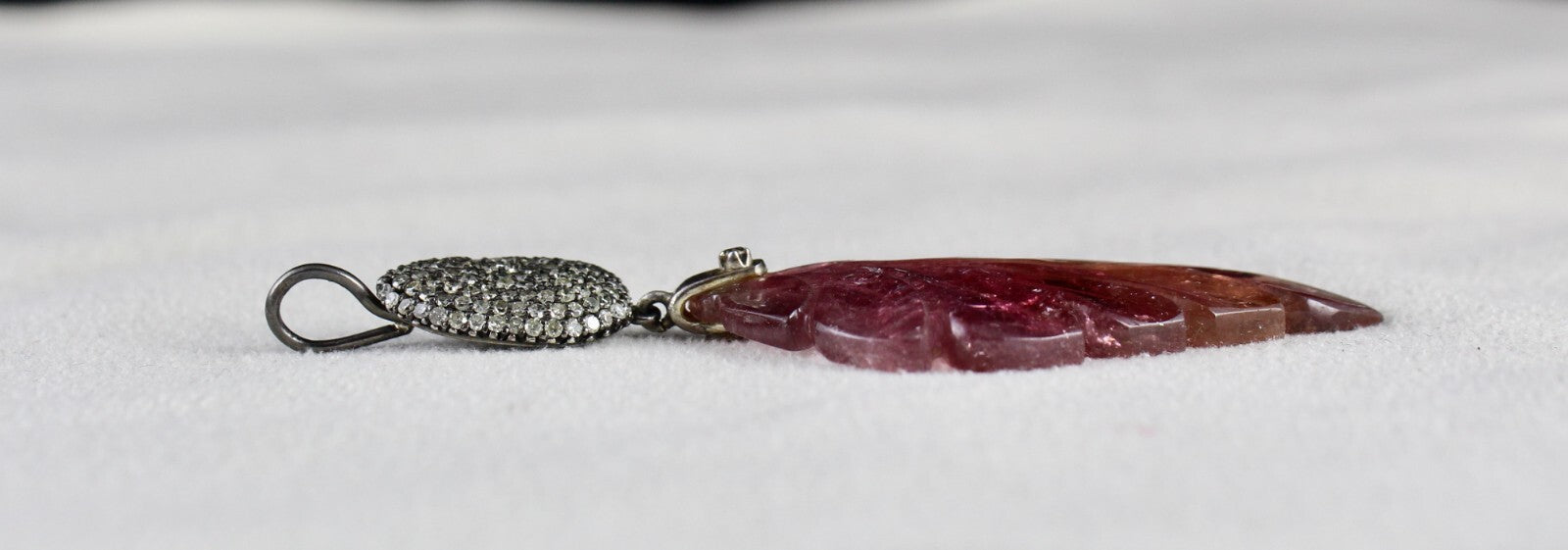 Certified Natural Pink Tourmaline 44ct Sterling Silver Diamond Victorian Pendant