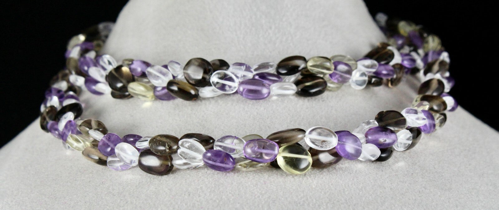 Multi Natural Amethyst Crystal Quartz 684 Cts Long Beads Necklace
