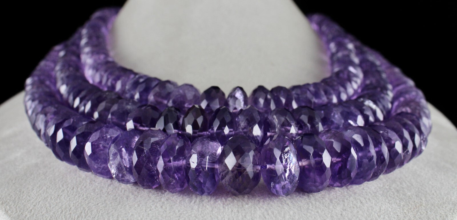 Certified Natural Brazilian Amethyst 3 Ct Faceted Beads Round 2320 Necklace