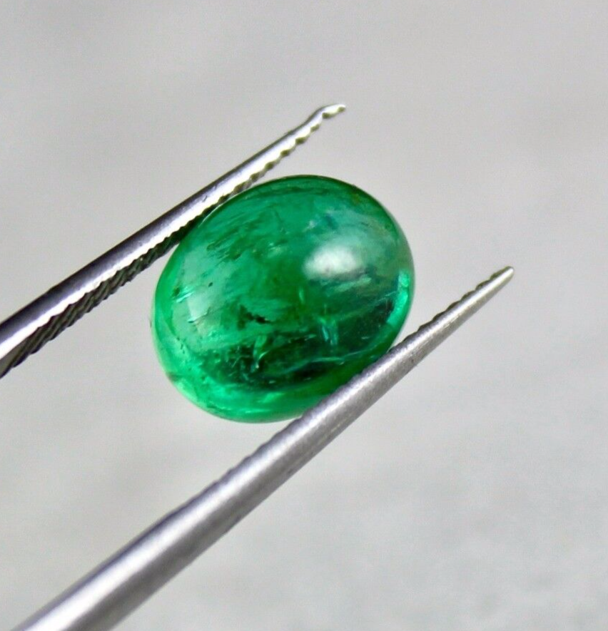 Certified Natural Zambian Emerald Oval Cabochon 3.71 Ct Gemstone For Ring