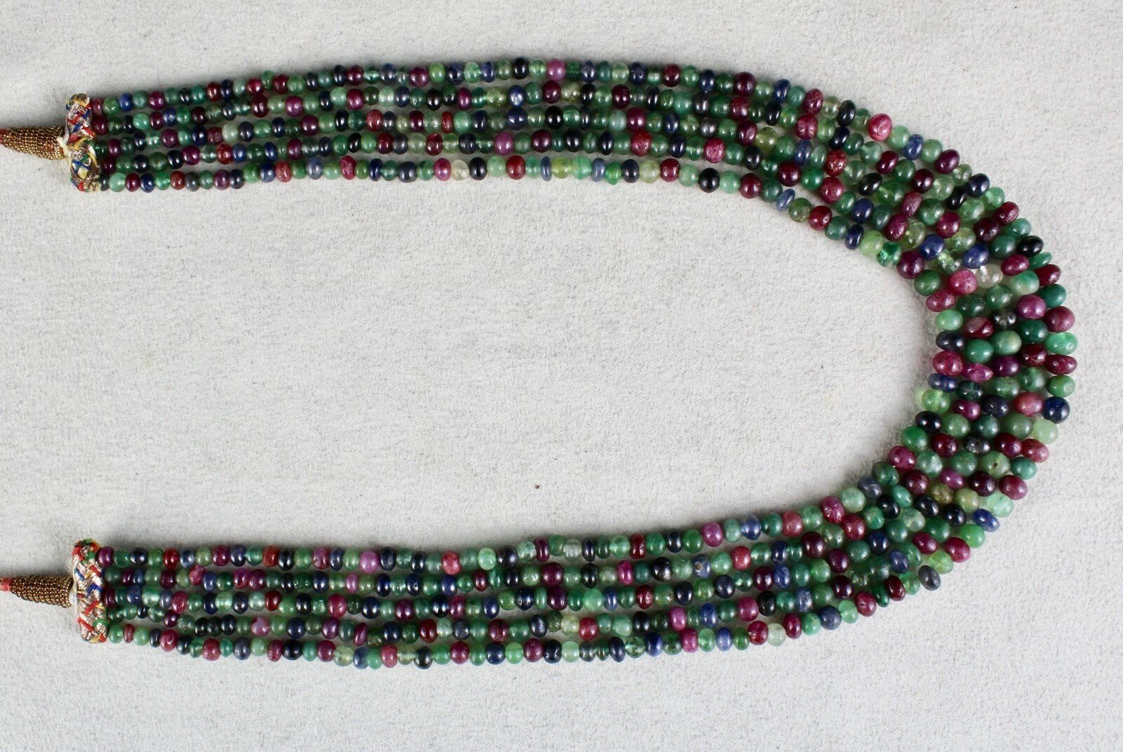 Certified Natural Emerald Ruby Sapphire 377ct Gemstone Necklace For Women