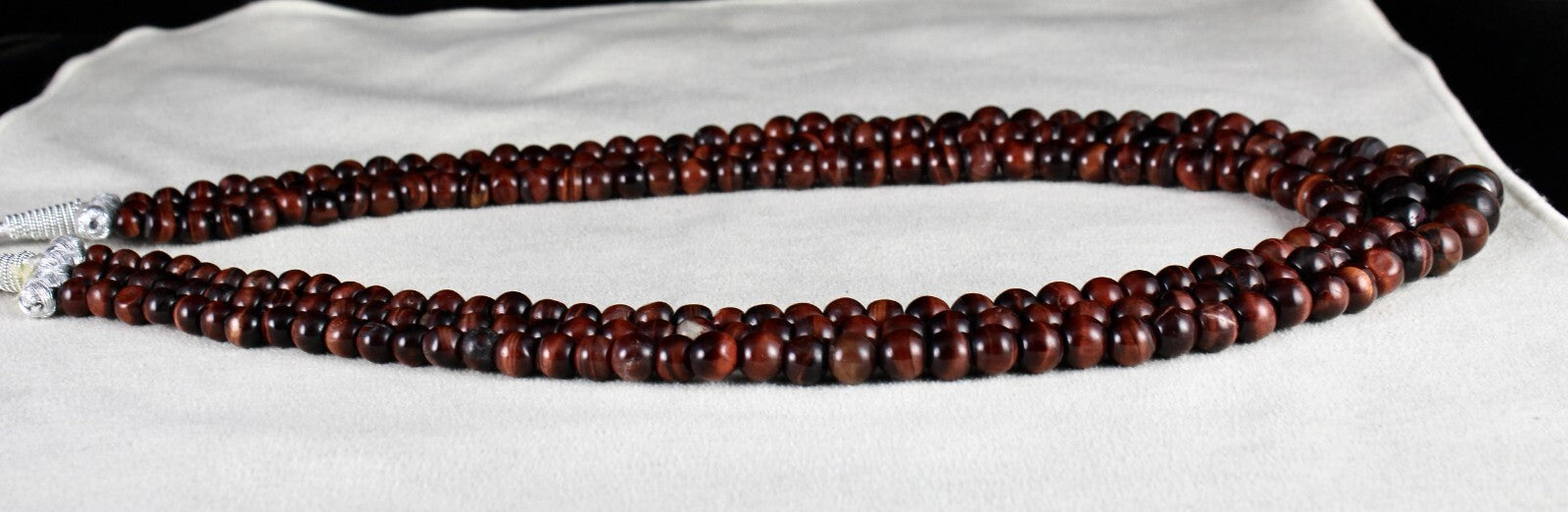 Natural Red Tiger's Eye Gemstone Necklace 3 L 611 Ct Beaded Round Fashion