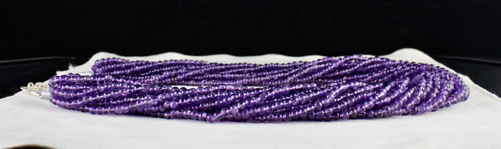Natural Amethyst 1265 Ct Beads Round Gemstone Sterling Silver Necklace 15l