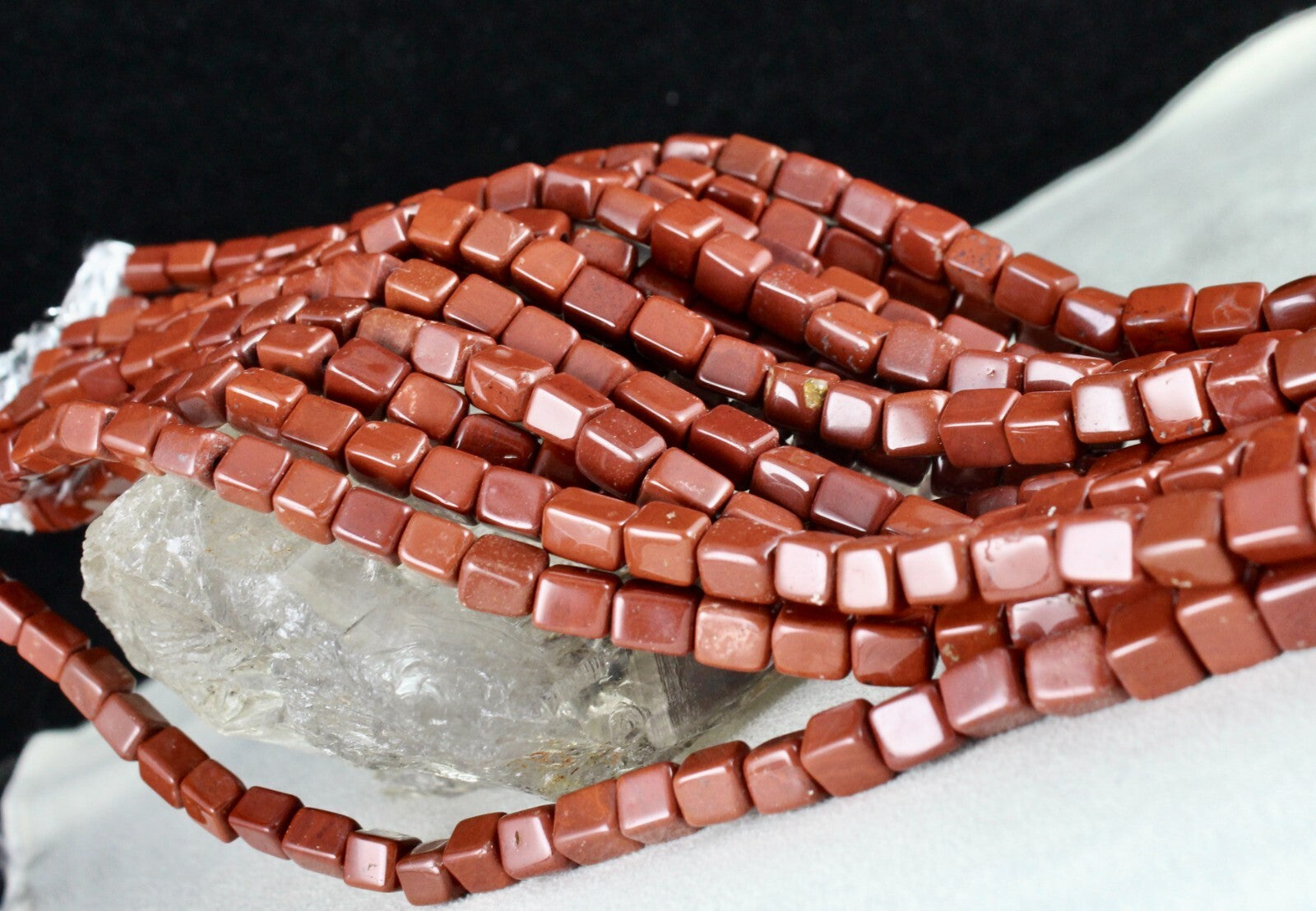 Certified Natural Red Jasper Square Beads Necklace 1982 Ct Fashion 7 Line