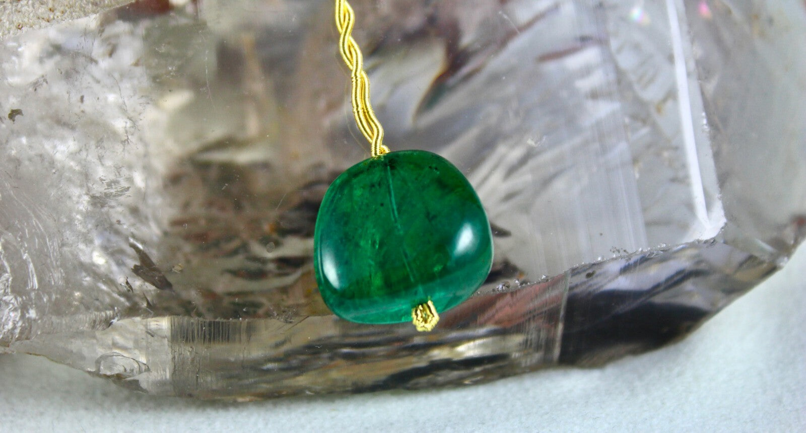 Certified Natural Zambia Emerald Bead 28.70ct Cabochon Gemstone Pendant