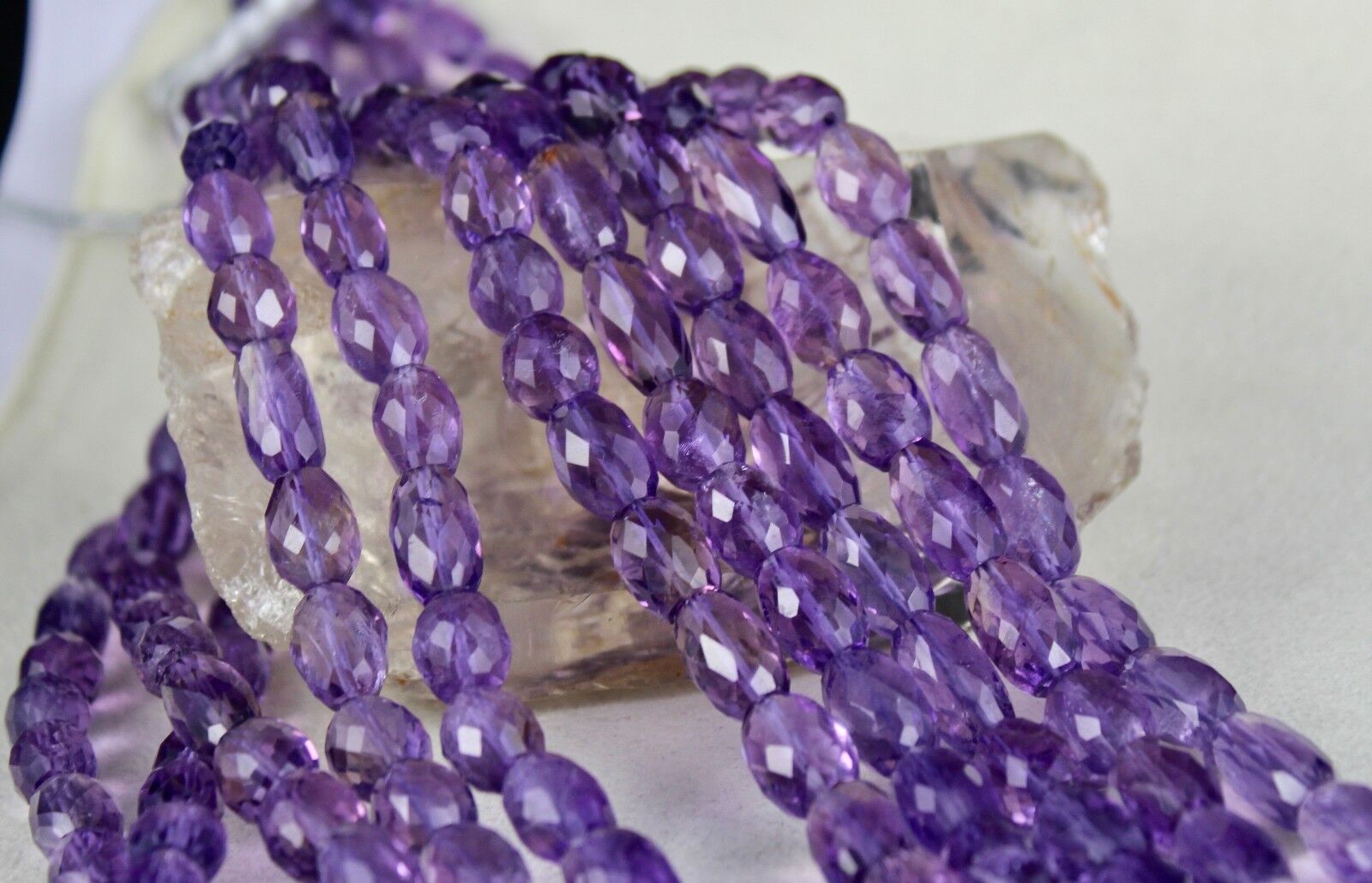 Natural Amethyst Beads Oval Faceted 5 L 1619 Ct Top Gemstone Fashion Necklace