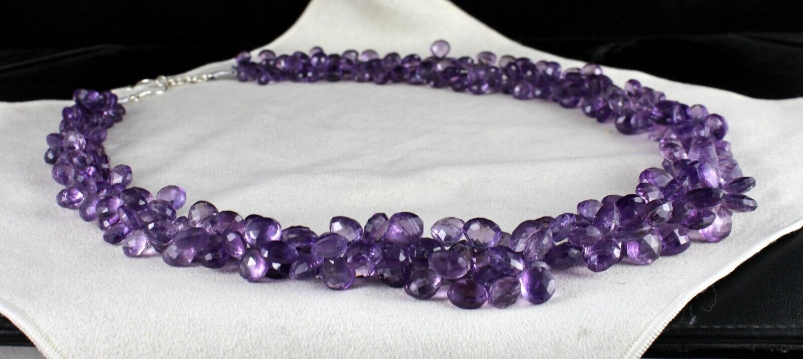 Natural Purple Amethyst Beads Teardrop 26 In 1091 Ct Gemstone Silver Necklace