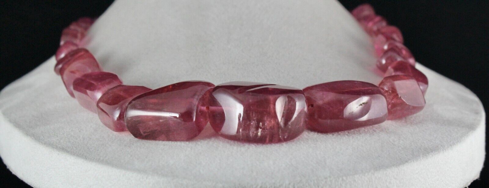 NATURAL PINK TOURMALINE RUBELLITE BEADS TUMBLE 35MM BIG 1241 CARATS GEM NECKLACE