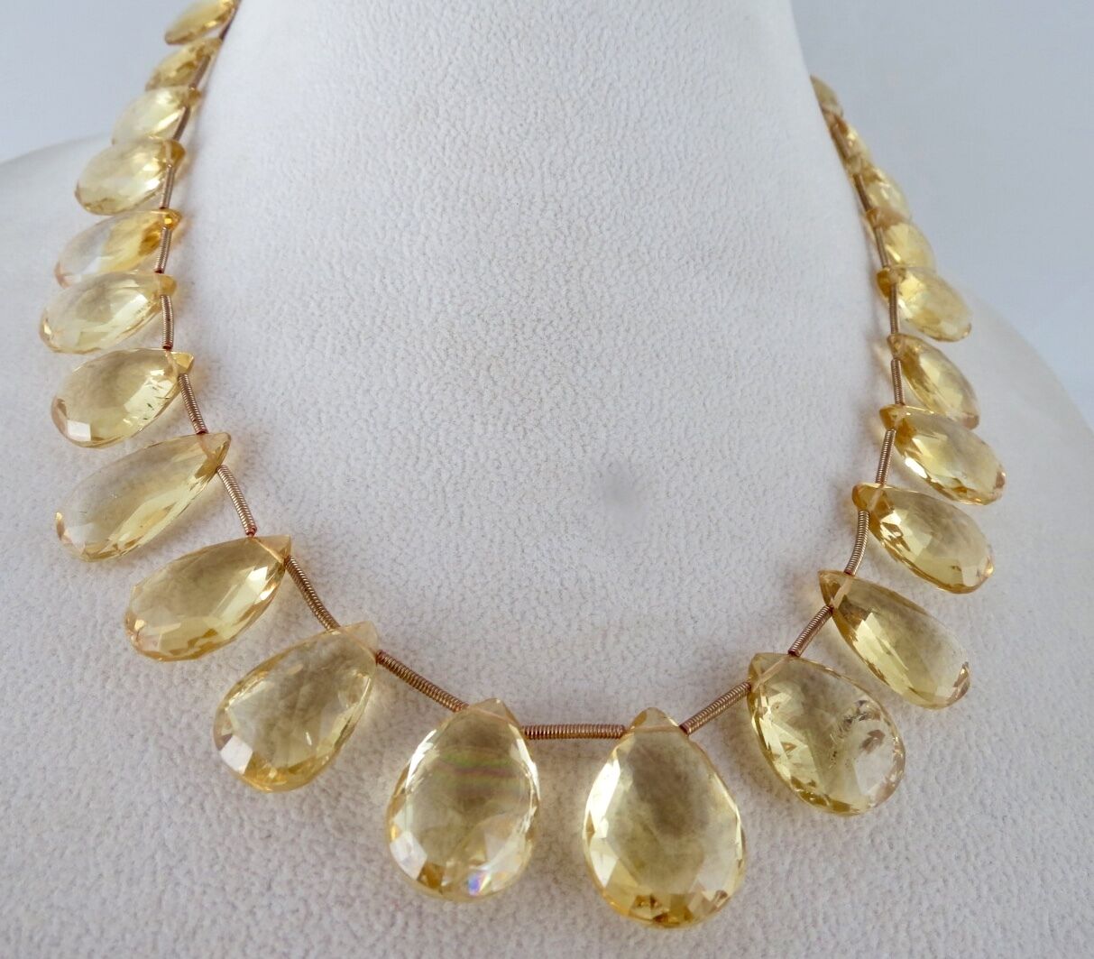 Yellow Natural Citrine Teardrop 32 Pc 261 Ct Gemstone Silver Fashion Necklace