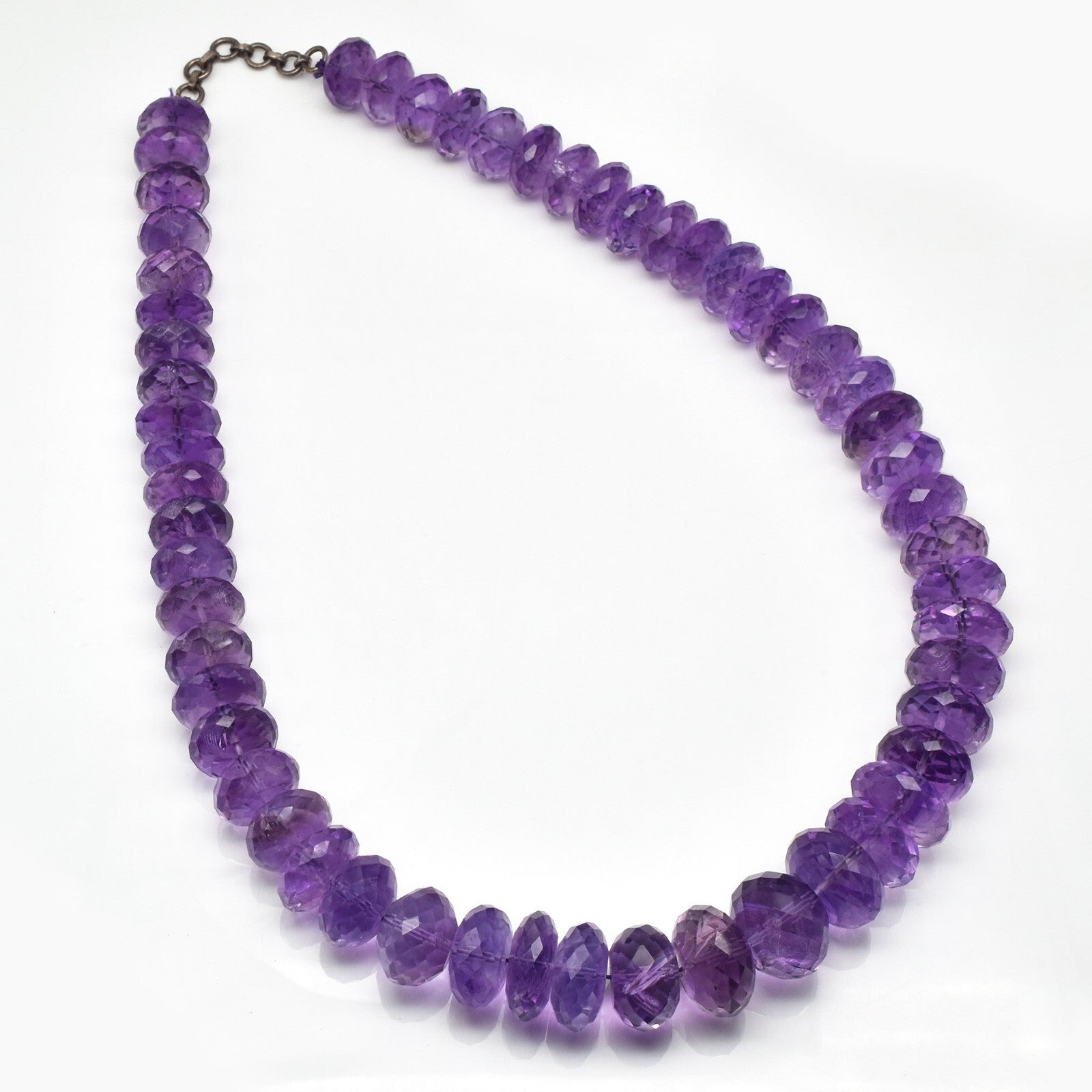 Certified Natural Amethyst Faceted Round Beads 1340 Ct Purple Gemstone Necklace