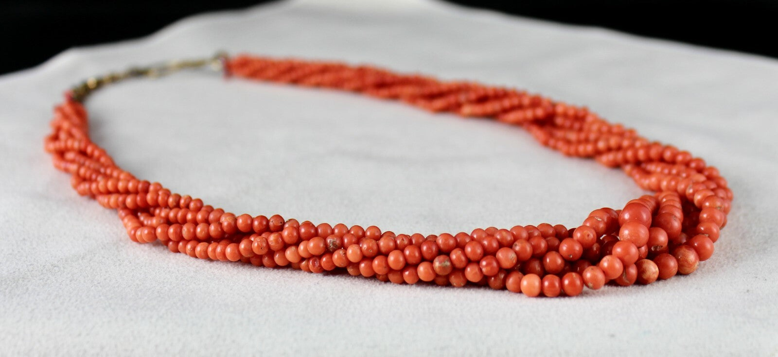 Certified Natural Italian Coral Beads 360ct 6mm 6 Line Sterling Silver Necklace