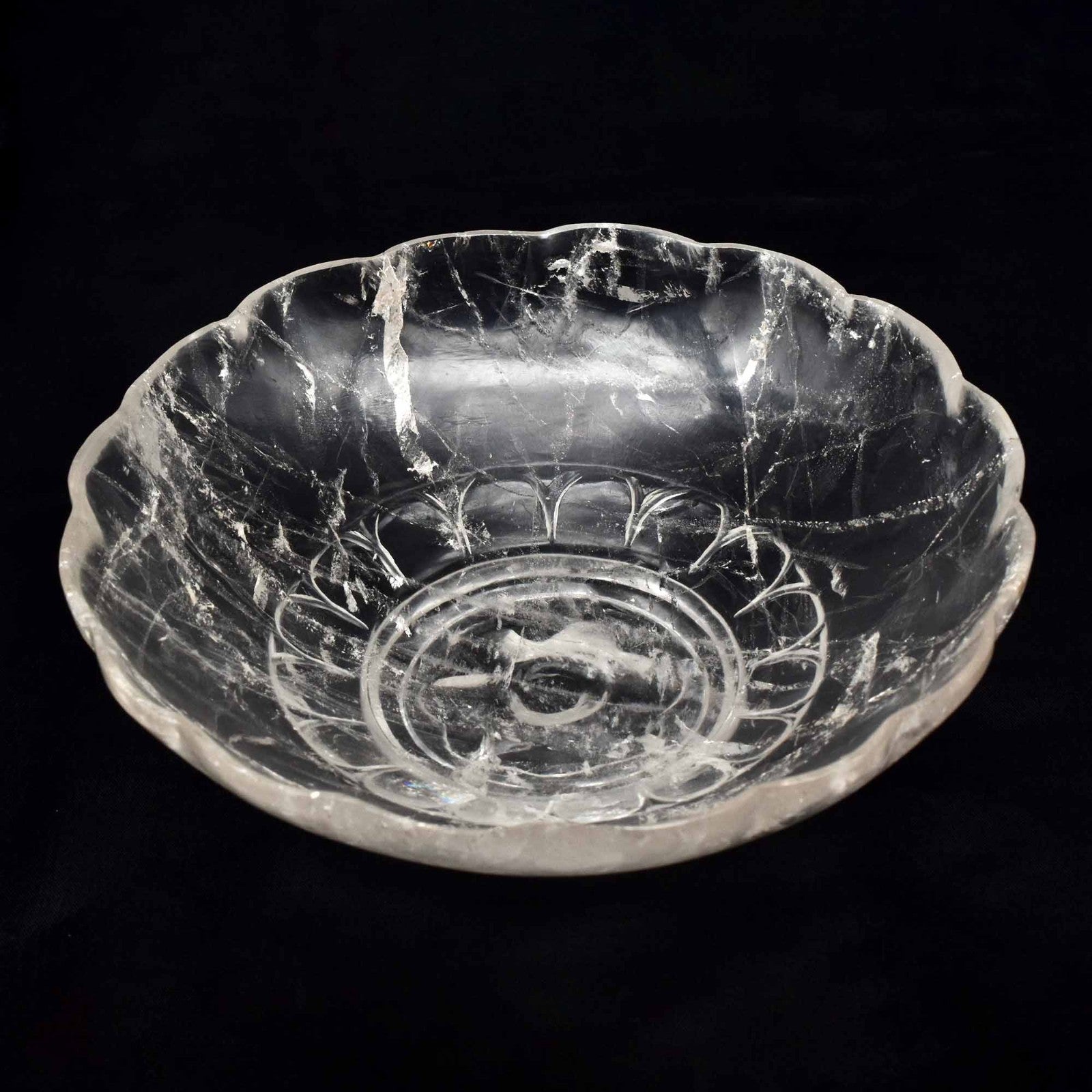 Certified Natural Rock Crystal Quartz 1935 Ct Round Engraved Gemstone Bowl Decor