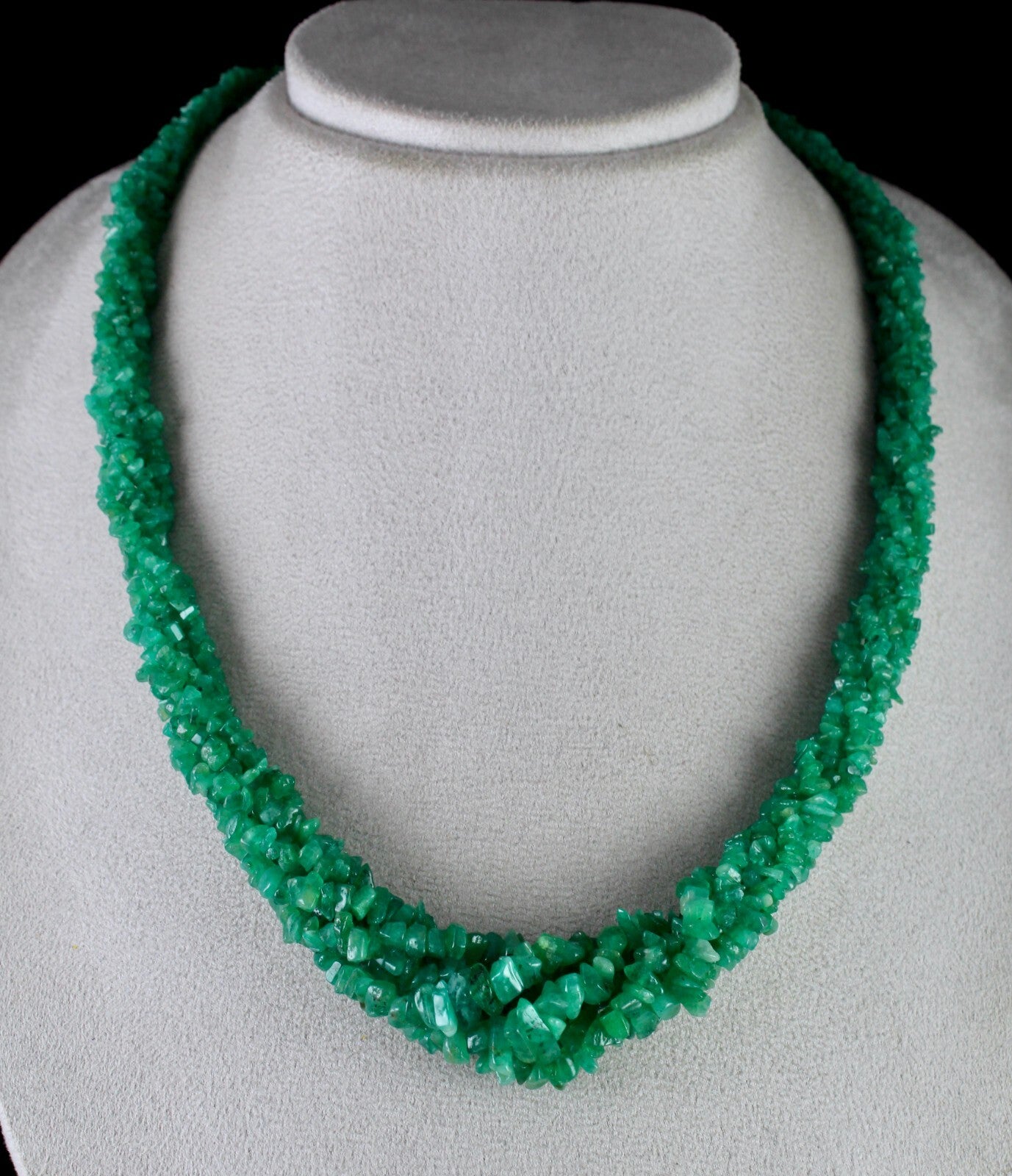 Certified Natural Colombian Emerald Beads Necklace 442 Ct Sterling Silver
