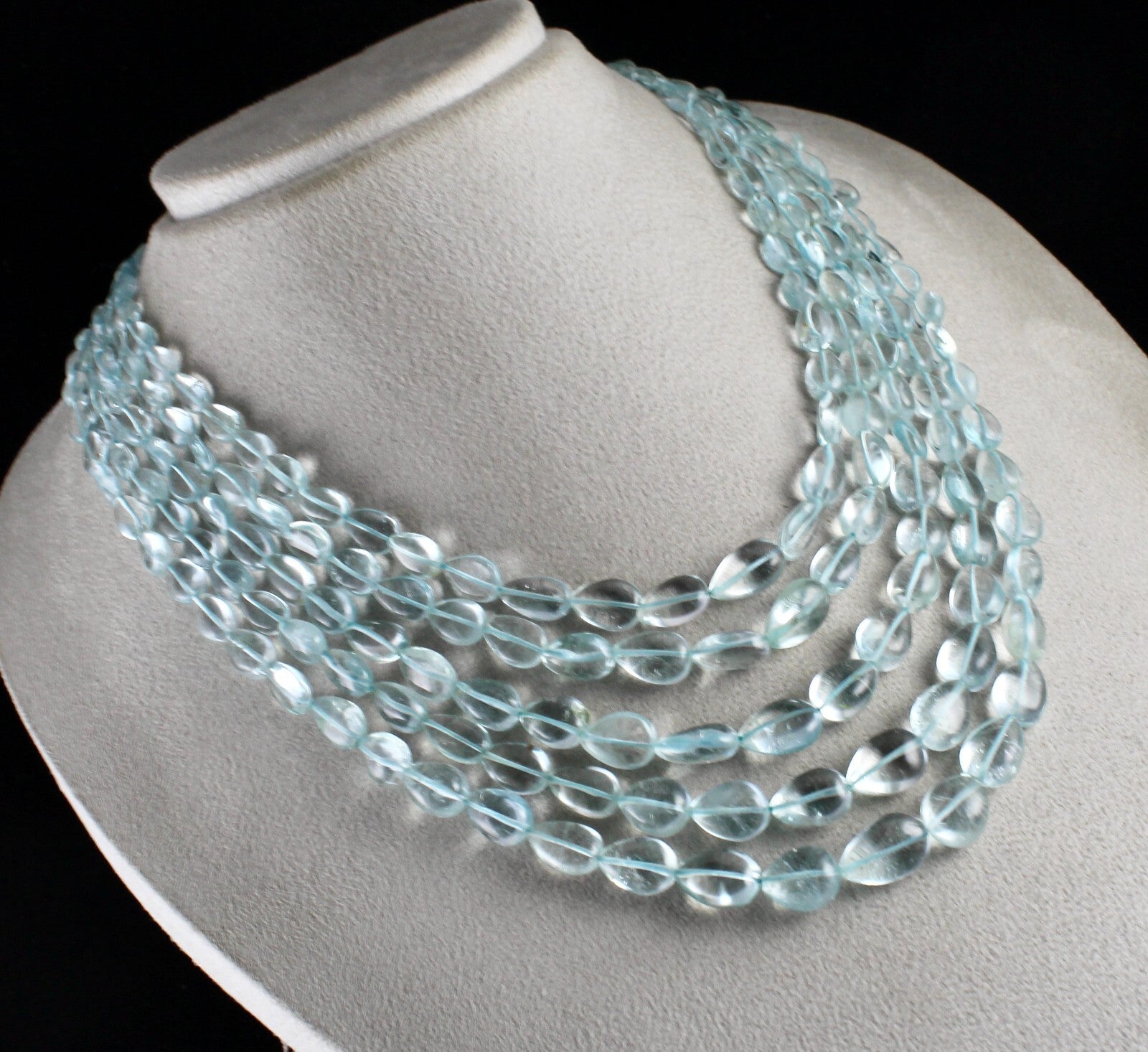 Certified Natural Blue Topaz 956 Ct Gemstone Beaded Fine Necklace For Women