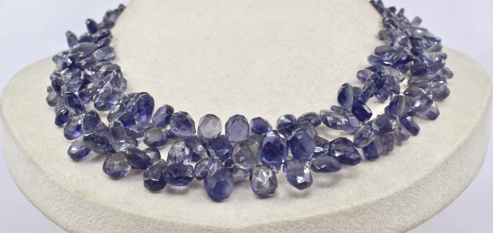 Natural Blue Iolite Beads 2 L 382 Ct Faceted Teardrop Gemstone Fashion Necklace