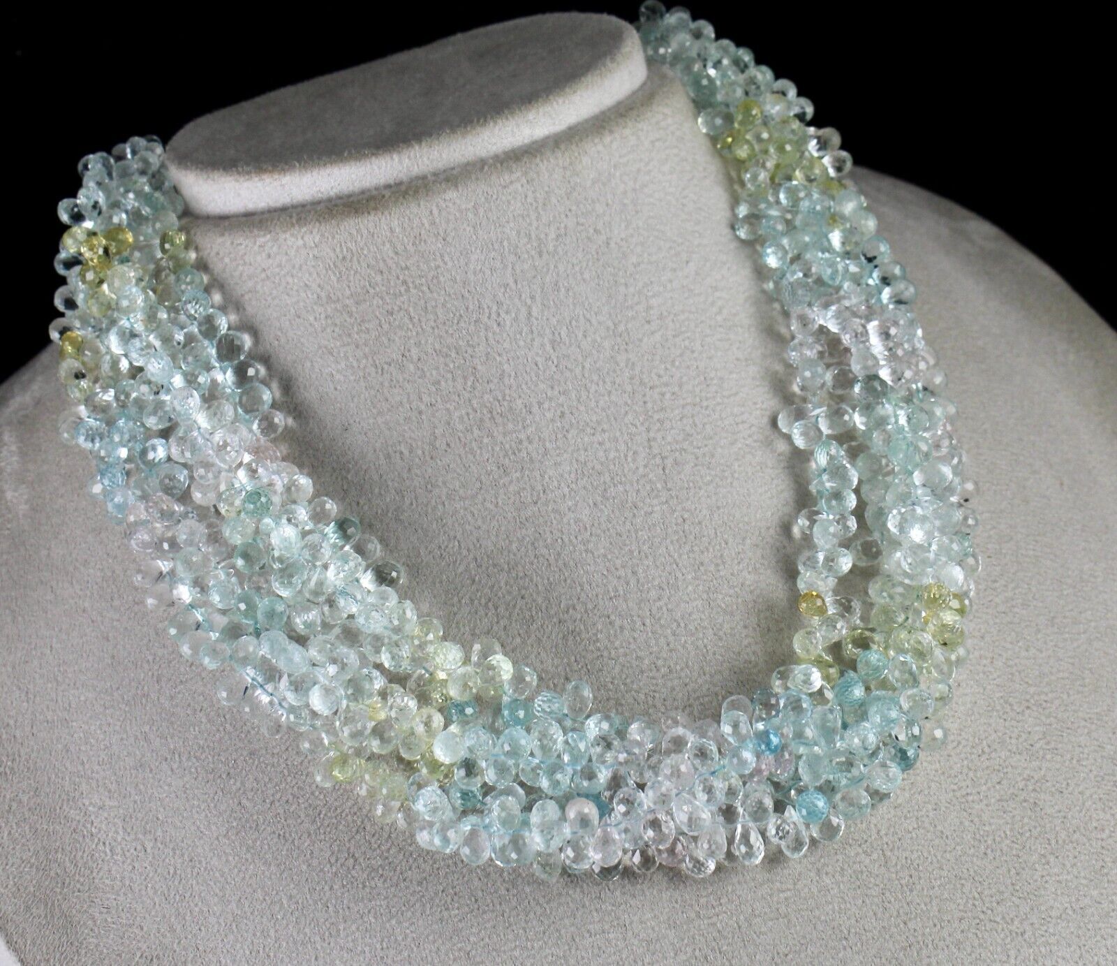 Natural Multi Aquamarine Beads Drops Faceted 5 L 776 Ct Gemstone Fine Necklace