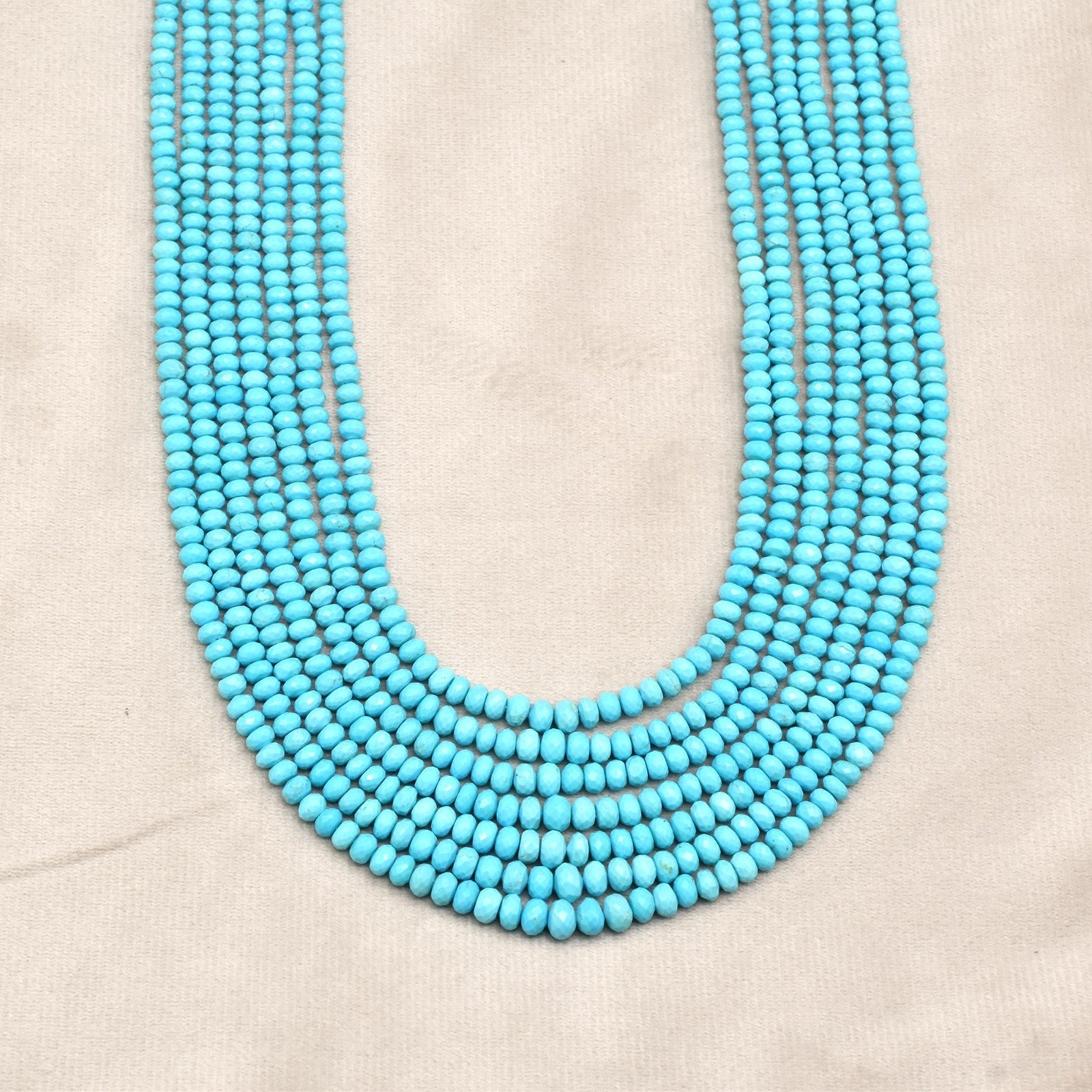 Certified Natural Turquoise 518 Ct Blue Gemstone Round Bead Necklace 7l