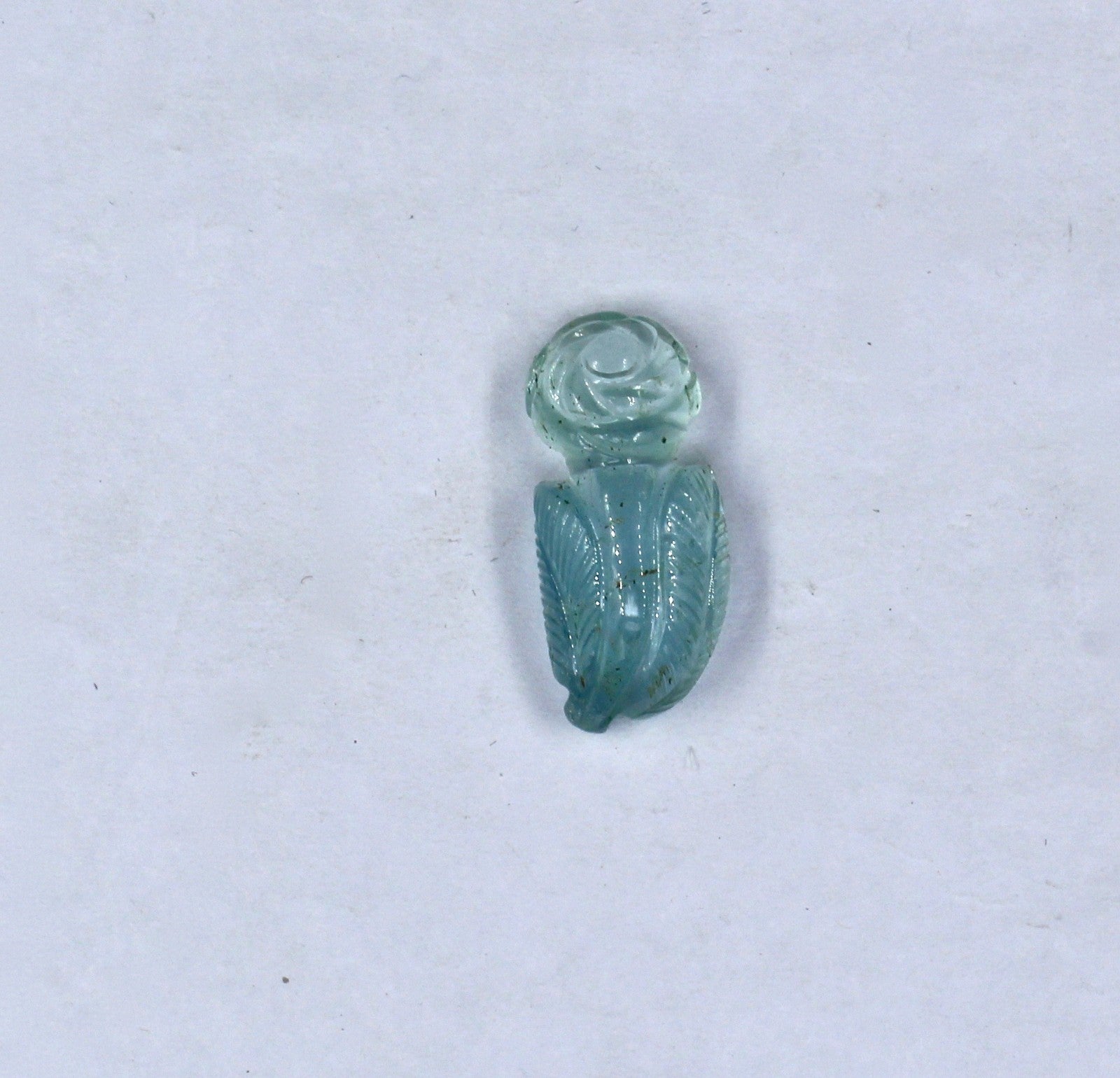 Natural Aquamarine 27mm 21ct Carved Gemstone Ring Pendant