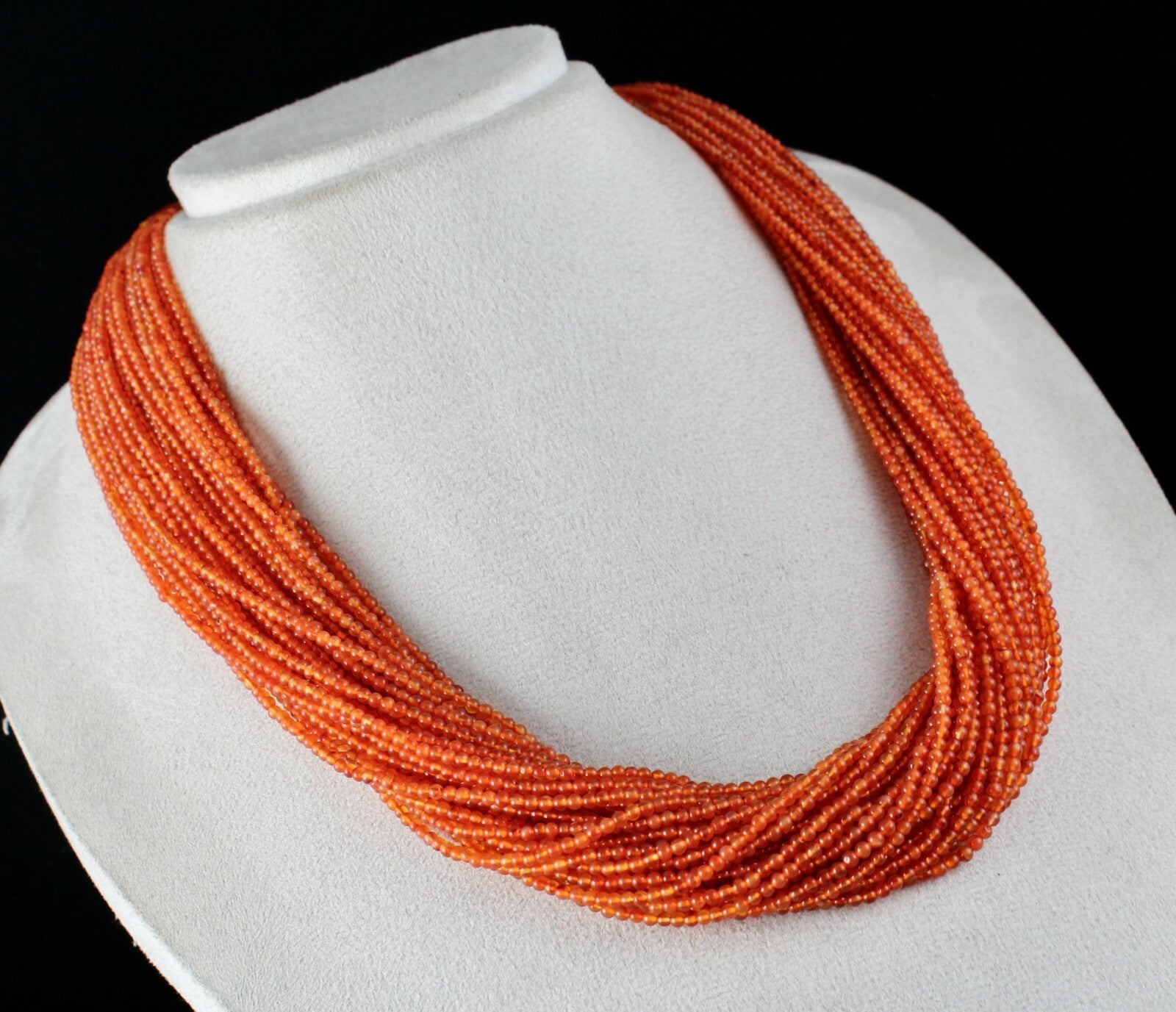 Natural Orange Carnelian 789 Ct Beads Round 32 L Gemstone Fashion Necklace