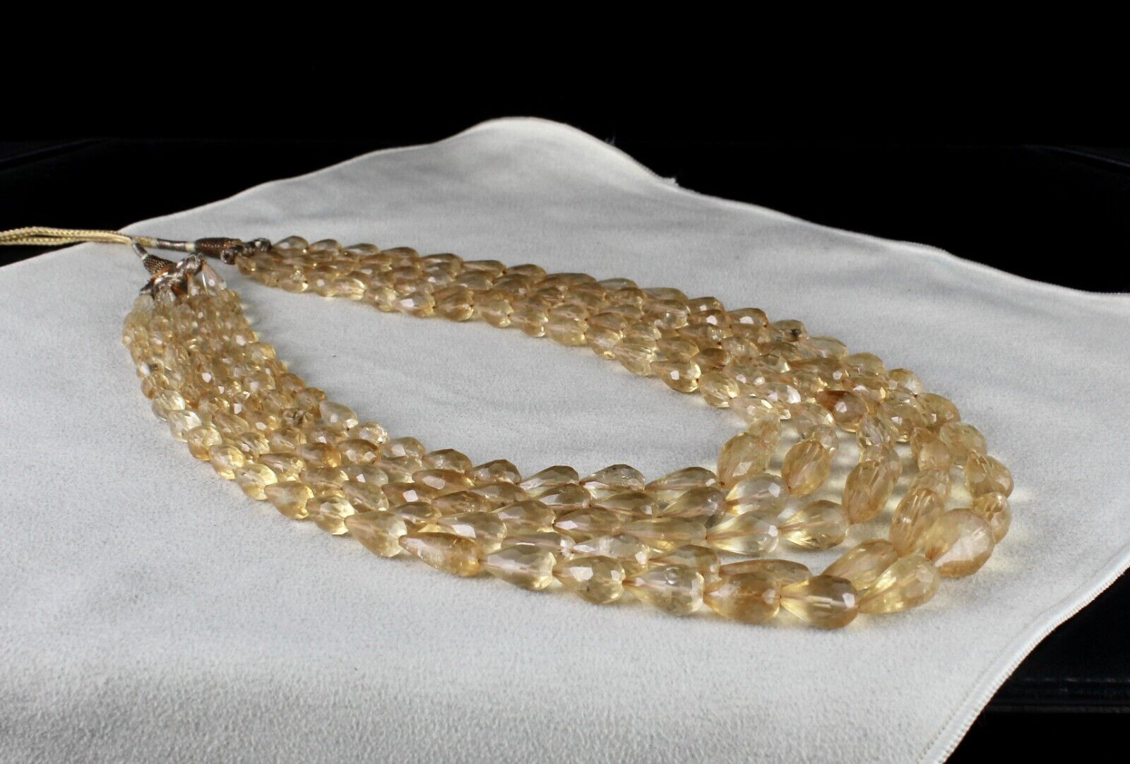 Natural Yellow Citrine Beads Faceted Drops 5 L 787 Ct Gemstone Designer Necklace