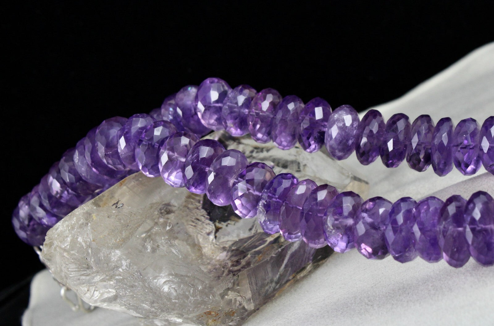 Certified Big Natural Brazilian Amethyst 1324 Ct Faceted Beads Necklace